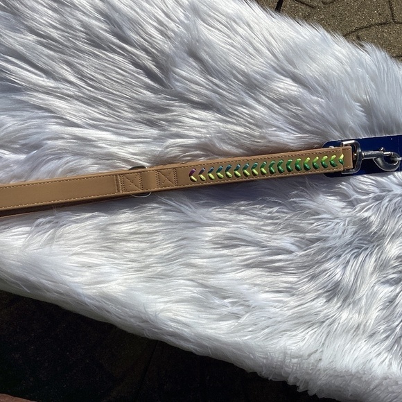 NWT Youly Vegan Leather Set Rainbow Braided Tan Collar and Leash - Picture 1 of 12